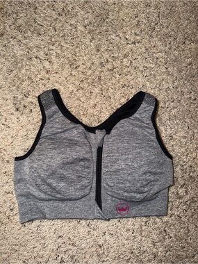 SHEFIT Gray Front-Zip Athletic Sport Bra